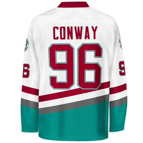 Men's Vintage D2 Mighty Ducks White Ice Hockey Jersey #96 Conway
