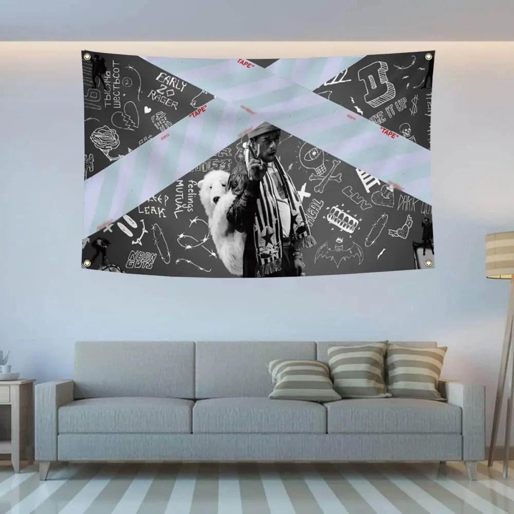 Luv is Rage 2 Print Tapestry, 40x60in Sturdy Polyester Tapestry with Brass Grommets, Geometric Plaid Shape Traditional Ceremony Home Decor for College Dorms-Indoors