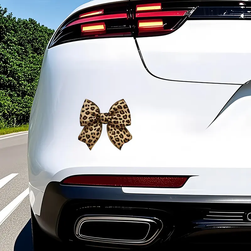 2pc Car Stickers - Leopard Print Pattern - 2D Decals for Car Rear, Motorcycle, Truck, Wall, Glass, Metal, Ceramic Surfaces