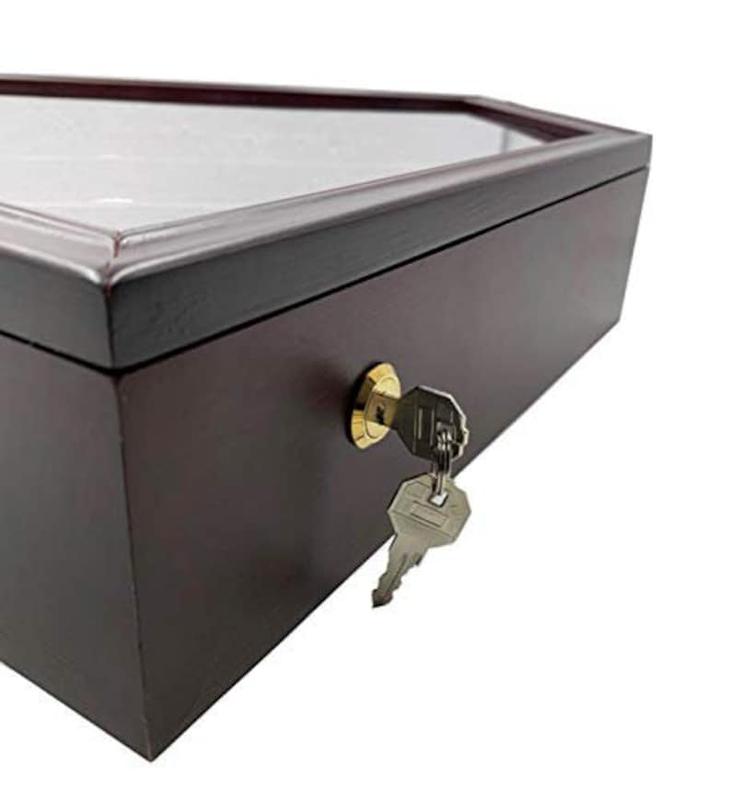 Solid Wood 21 Baseball Display Case Wall Cabinet Holder Shadow Box, w/UV Protection, Lockable