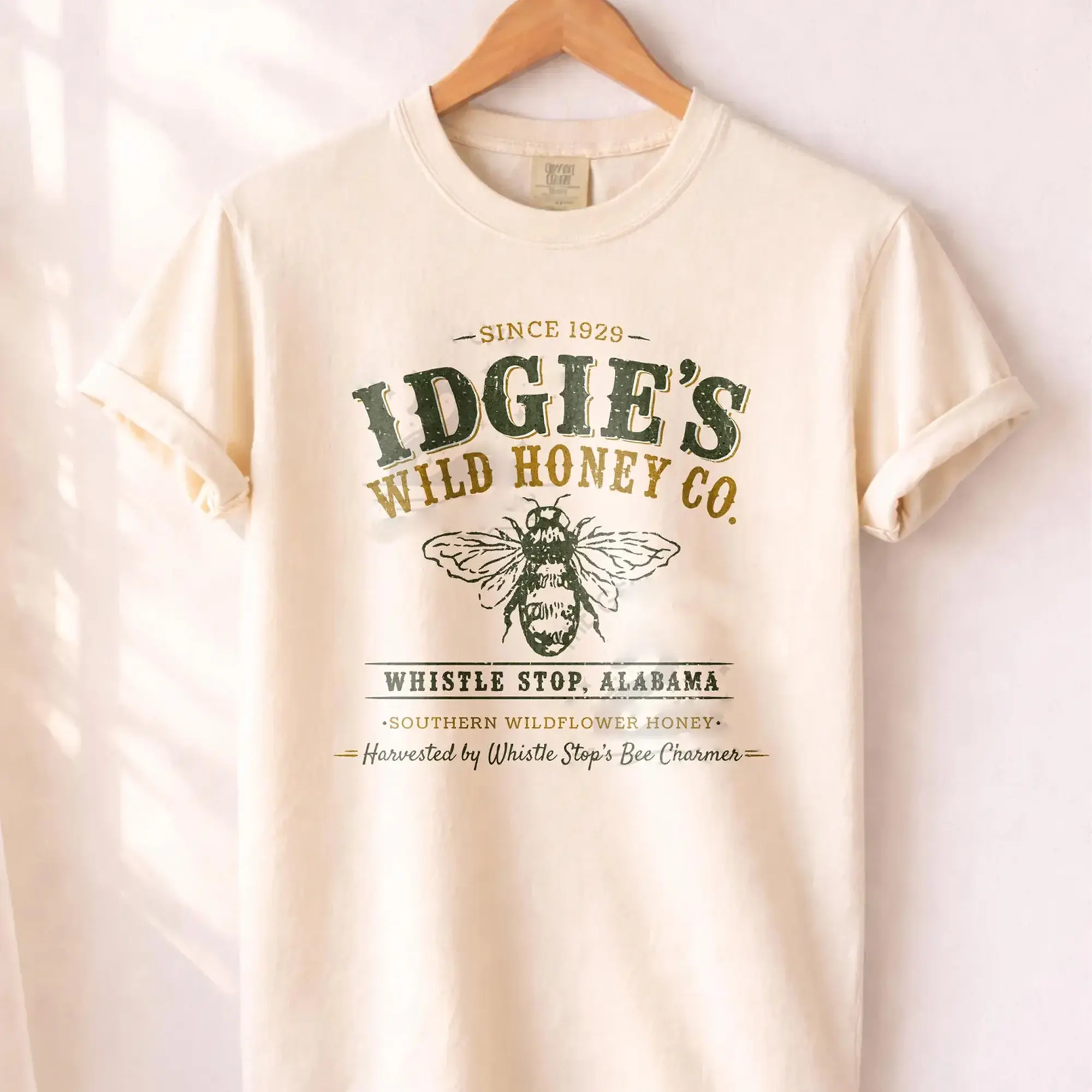 Idgie's Wild Honey Co Fried Green Tomatoes T-Shirt Soft Washed Unisex Comfort Colors Vintage Tee Casual Everyday Streetwear Aesthetic Comfortable Relaxed Fit Unisex Tee (140 characters)