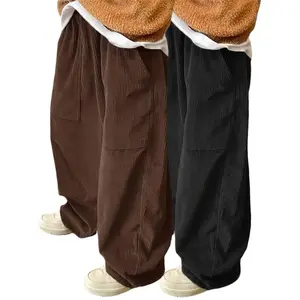 Men's Solid Wide Leg Pants, Casual Comfy Trousers for Daily Wear, Woven Bottoms for All Seasons, Casual Plain Trousers