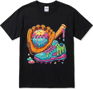 [MADE IN US] Ice Cream Drip Baseball Stuff Baseball Drip for Boys Youth Shirt, Dripping Candy Baseball Bat Graphic shirt, Fun Sports Lover shirt for Game Day and Kids Fans