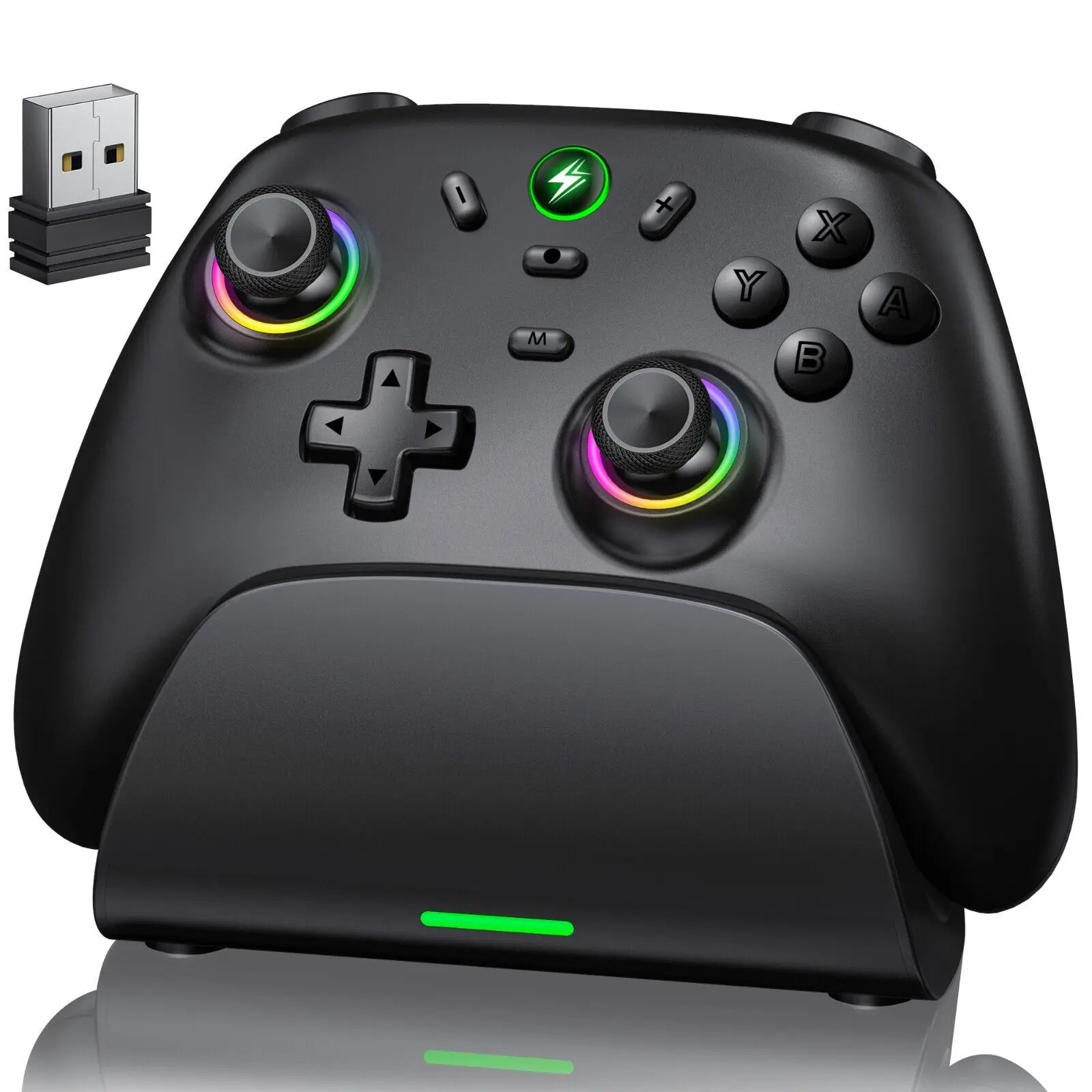 Wireless Switch Pro Controller with Charger Dock Station for Nintendo Switch Controller/Lite/OLED, Hall Effect PC Game Joysticks/iOS/Android Remote Accessories Interactive Gaming Figures-Black, Bluetooth, Manufacturer Warrenty, Console