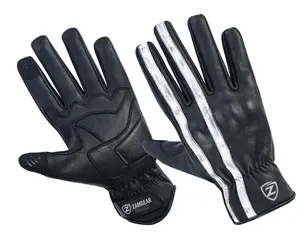 Motorcycle Gloves Racing Touchscreen Leather Knuckles Riding Biker Gloves Black/White