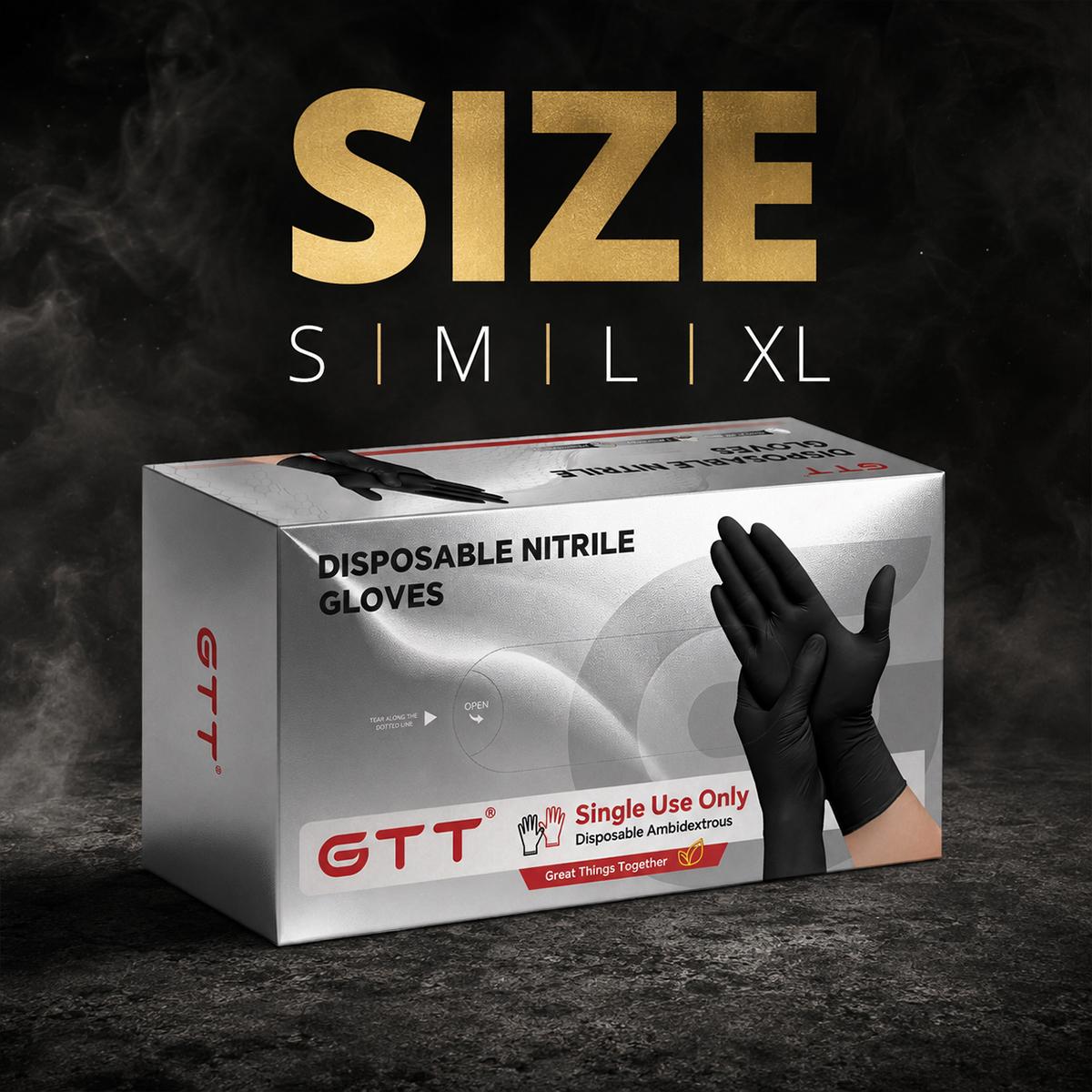 GTT Black 6mil Thick Nitrile Gloves, 100/300/1000 Pcs Disposable Ambidextrous Finger Textured, Latex-Free Powder-Free Allergy-Safe Food-Safe Industrial-Grade Heavy-Duty for Cleaning, Kitchen, Automotive Use preparation