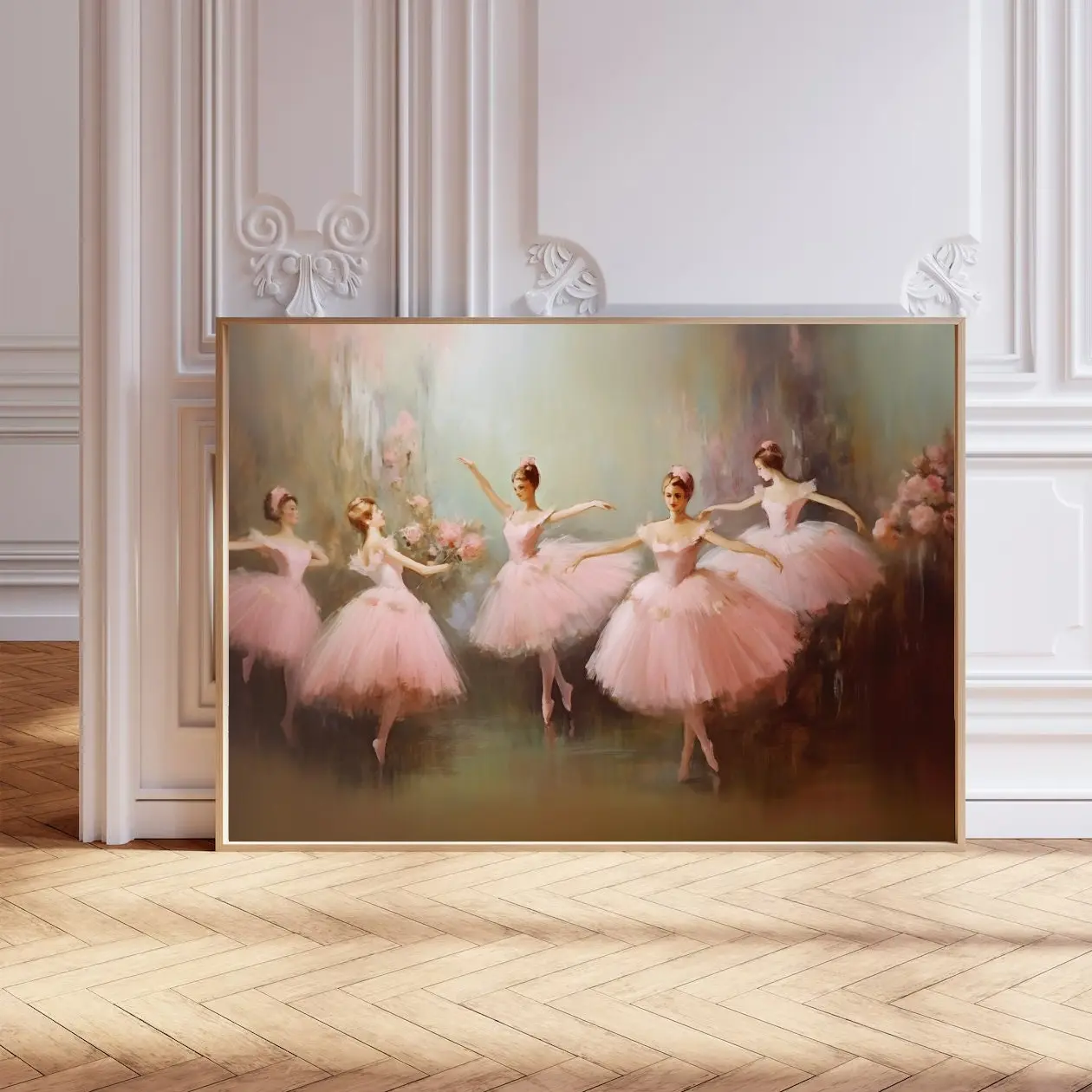 Ballet Wall Art, Coquette Room Decor, Pink Ballet Print, Vintage Coquette Wall Art, Dance  Ballerina Poster No Frame, Pink Tutu Decor Home
