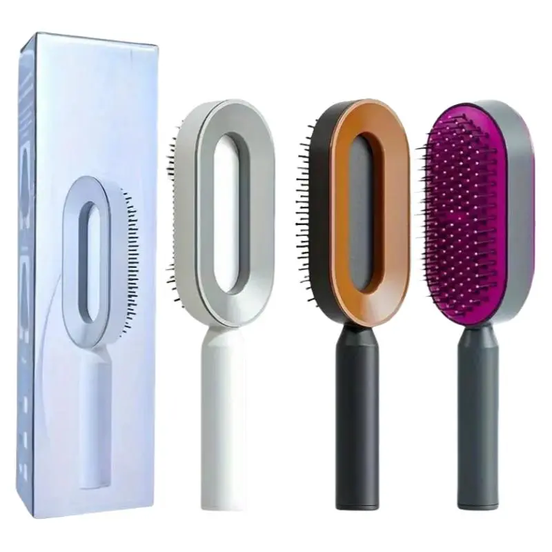 Self-cleaning Hair Brush, 1 Count Press-type Cleaning Design Air Cushion Massage Comb, Central Hollow Cushion Comb, Heatless Styling Tools, Hair Detangling Comb, Hair Care Comb, Grooming Brush