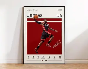 Lebron James Poster, Miami Heat Print, Lebron James Fan Gift, Basketball Gifts, Home Office Decor, Basketball Poster, Sports Bedroom Print