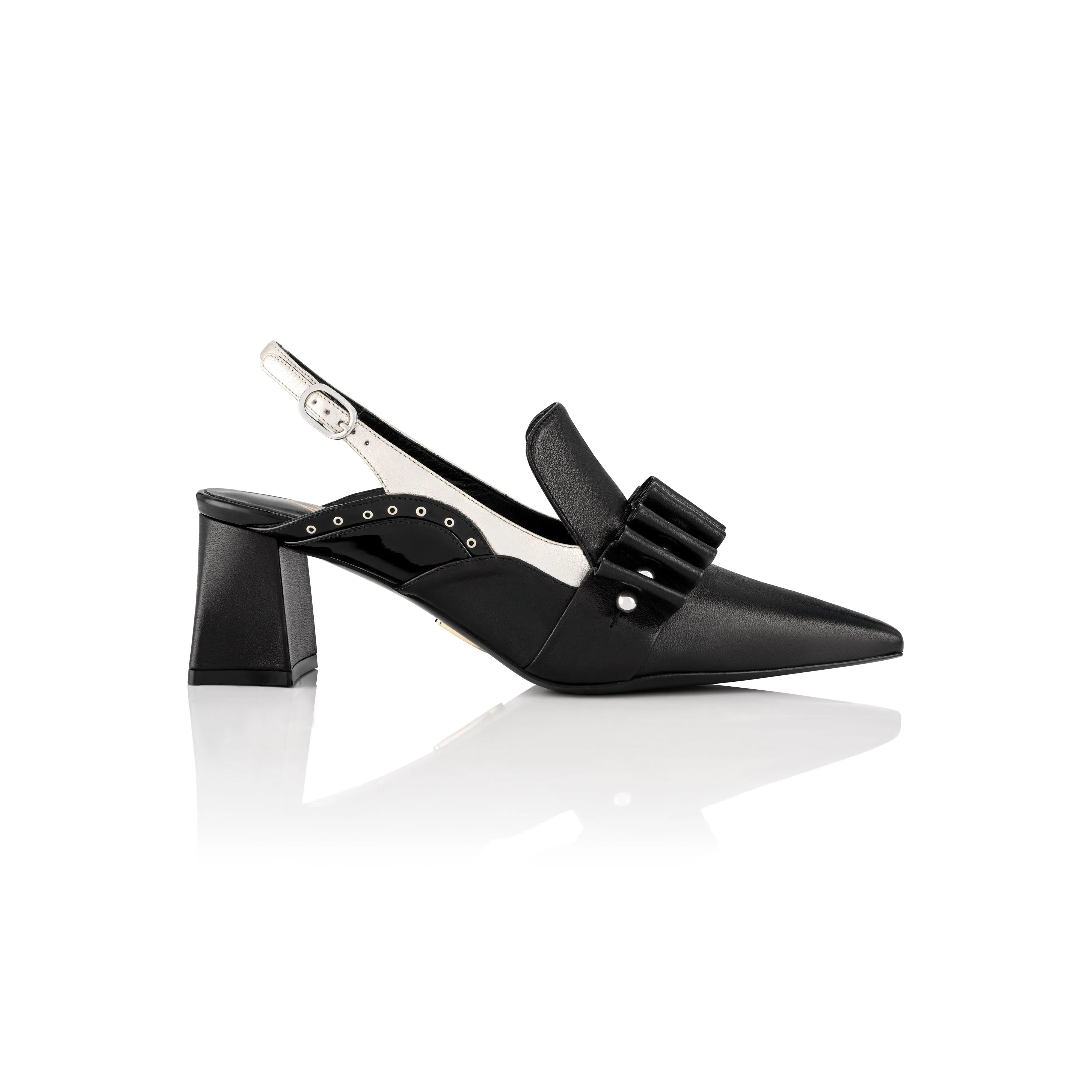 Danilea Uribe Unity Sling Black & Silver Women's  with Buckle - Shoe Footwear Women Leather Stylish Girl Rubber Girl Rubber