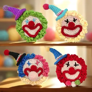 YAMAXIN 4PC Clown Face Crochet Set Beginner Craft Tool Set Easy Arts And Crafts Knitting for Novices Crochet Kit
