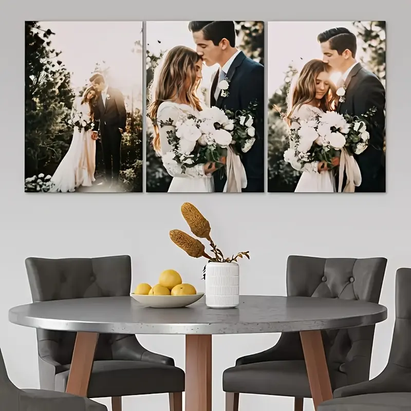 Customize 3 Pieces Personalized Framed Canvas Prints, Photos On Canvas Turn Your Photos Into Stunning Framed Wall Art Digital Prints Of Photos On Canvas Great For Home Decor Gifts Keepsakes