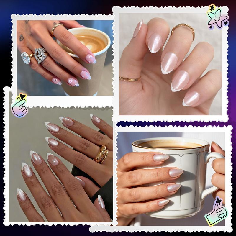 【Pluieor Official】Short Almond Nail Tips - 240Pcs Semi-Matte Full Cover Clear False Nails,10 Sizes Premium PMMA Fake Nails , Shatterproof & Flexible Press on Nails for Salons & DIY
