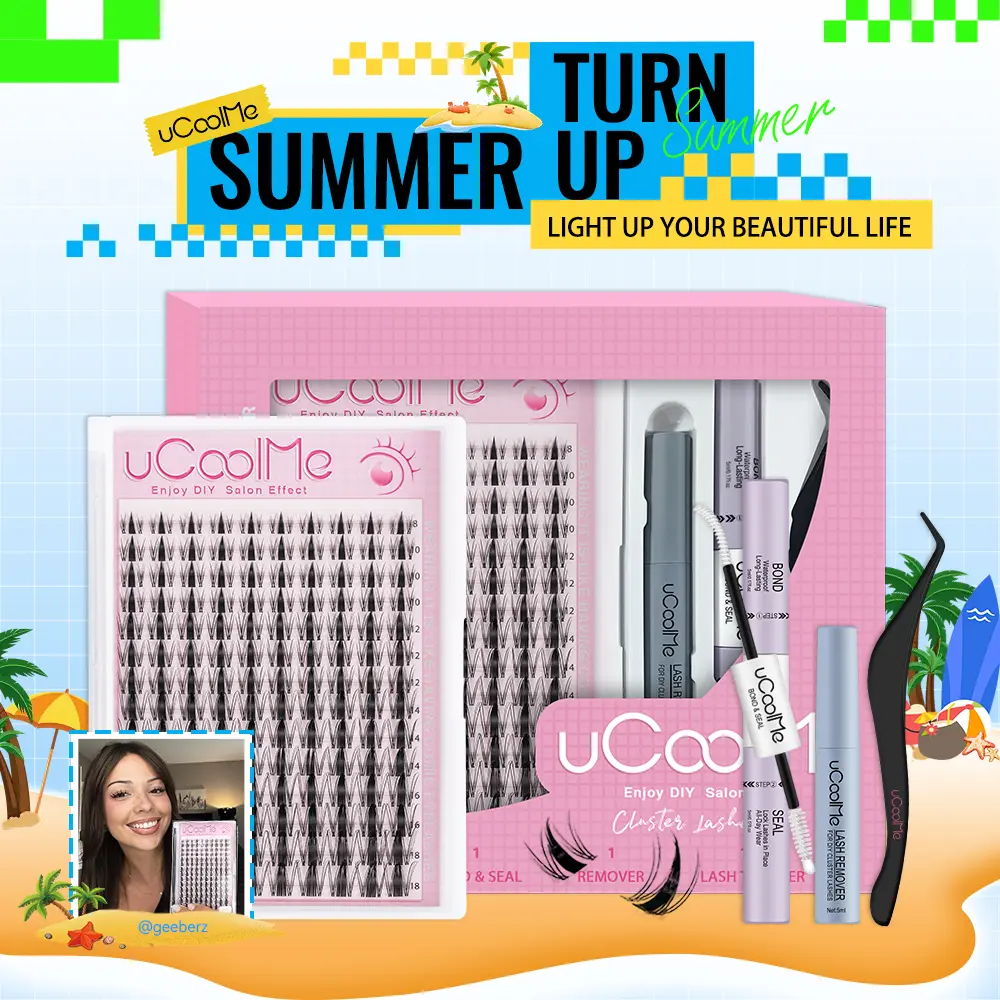 uCoolMe Fairy Lash Clusters Kit, 140 Pcs C Curl Manga Anime False Eyelashes, 8-18mm Wispy Individual Lashes with Ultra-Thin Band, Natural Look DIY Extensions for Beginners, Bond & Seal & Remover, Christmas Gift Set, Beauty Gifts for Her