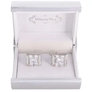 Vittorio Vico Silver Iced Wedding Cufflinks (CL105X Series)