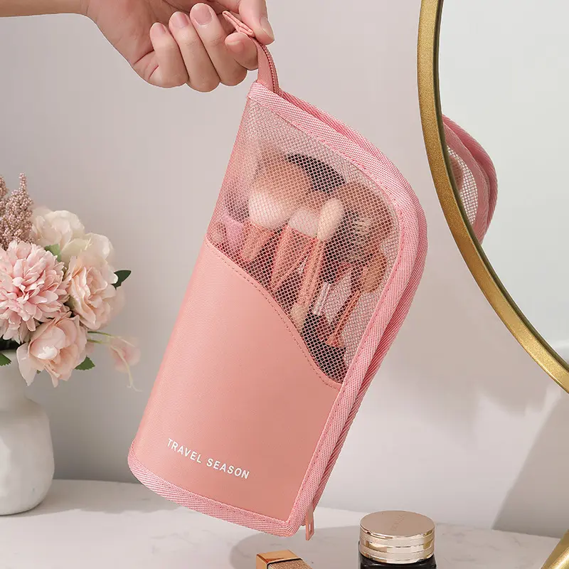 Transparent Waterproof Makeup Bag, Cosmetics Bag, Large Capacity Cosmetic Brush Holder, Travel Toiletry Organizer, Multi-Functional Portable Handbag