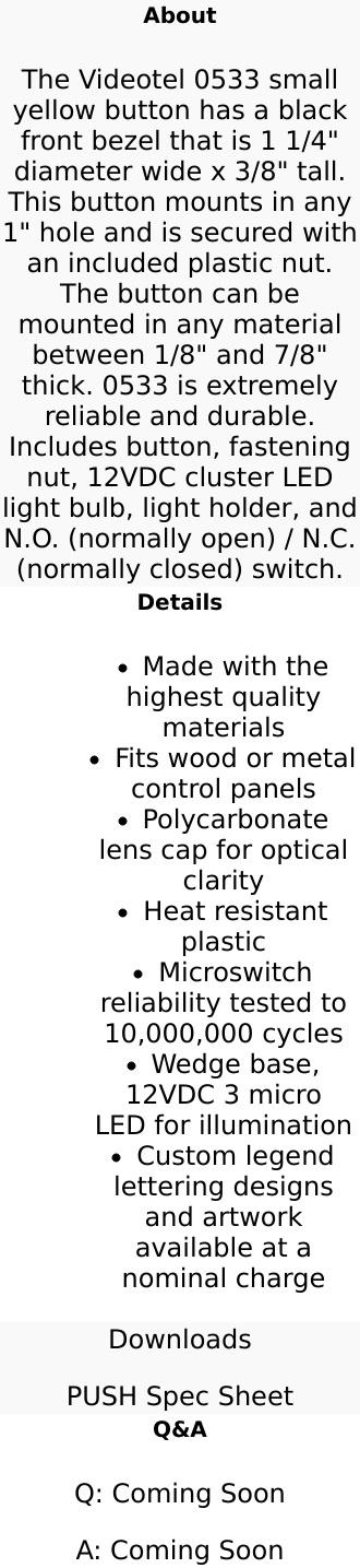 Small Yellow Plastic Mechanical Push Button