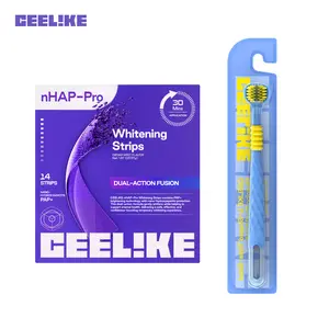 CEELIKE Purple Whitening Strips + Toothbrush Bundle , Gentle Brightening & Enamel-Friendly , Gum-Friendly Care , Daily Cleaning & Shine Care Set