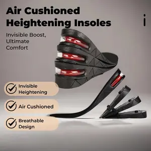 Air Cushioned Heightening Insoles, Multi-Layer Adjustable Invisible Height Increase, Breathable Design Shock Absorbing Comfort Pads for Men Women