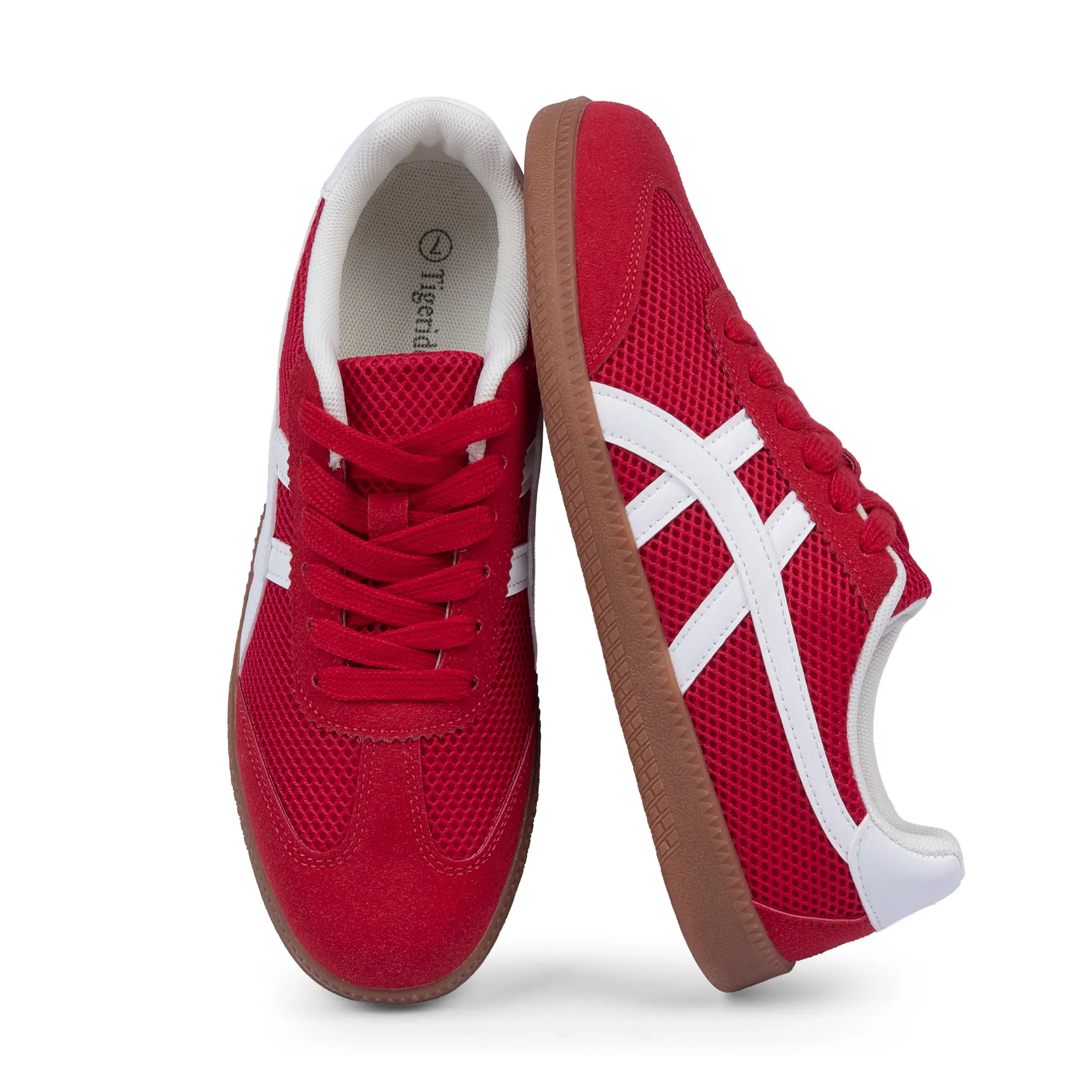 [Tigeridea] Women's Lace-Up Casual Sneakers - Non-Slip Boutique Style Footwear Fashion Street-Ready Clean Aesthetic Trainers, Boutique Style Casual Trainers