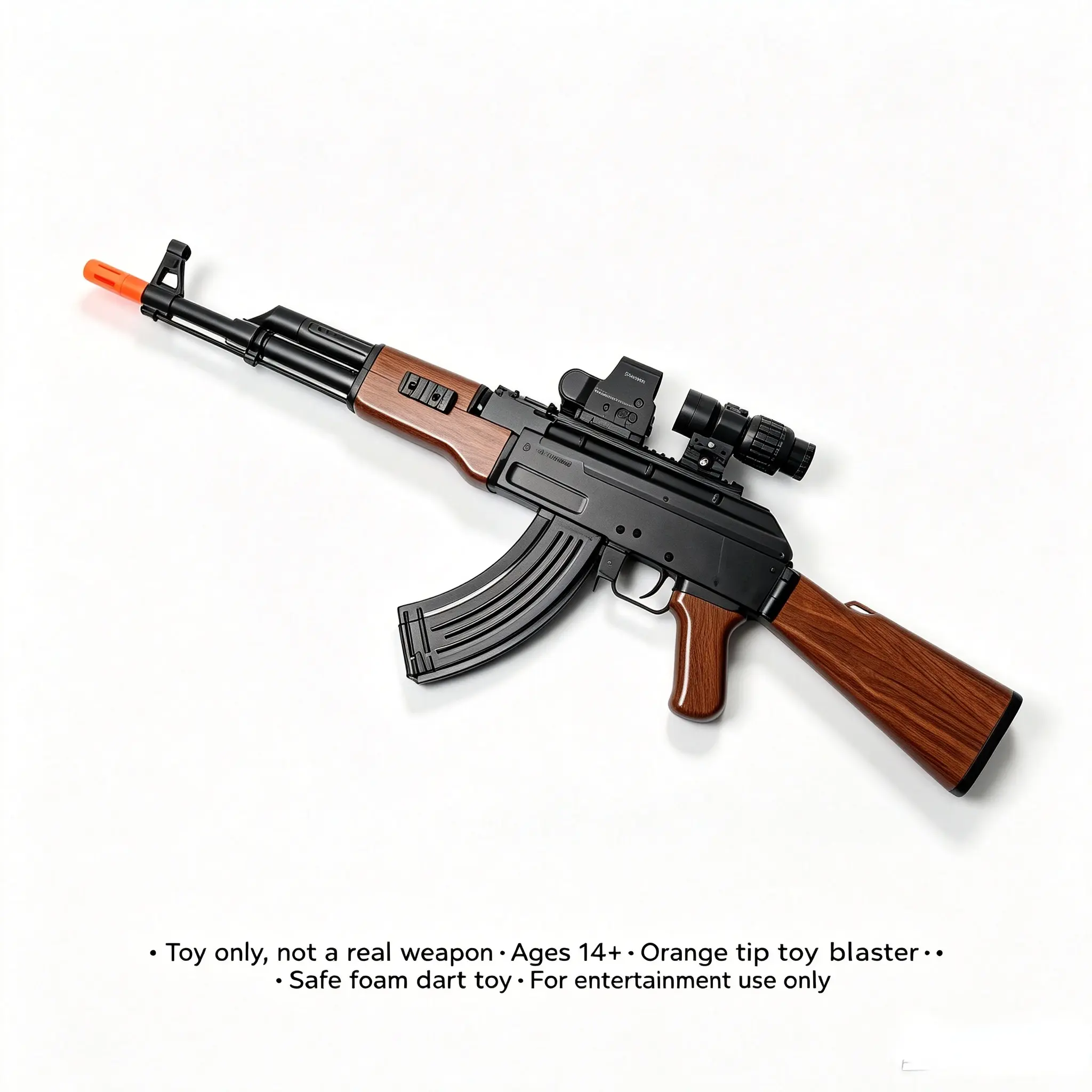 AK-47 Style Non-Functional Toy Model with Orange Safety Tip, Playful Blasters & Toy Guns, Cool Boy Gifts for Over 14+ Teens & Adults, Cosplay Collection Prop
