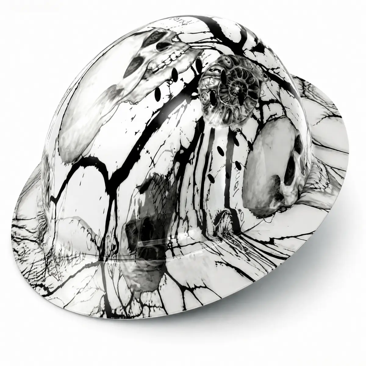 OSHA Certified Carbon Fiber Full Brim Safety Helmet, 6-Point Ratchet Suspension System with Chin Strap, Vented Breathable Industrial Construction Hard Hat, Unisex for Men & Women