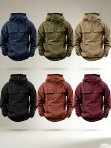 Men's casual clothing featuring a quarter-zip design, loosefit, and machine-washable sports hoodie with multiplepockets, suitable for casual sports and outdoor fitnessactivities, in long-sleeved style for men. SweatshirtsMenswear Pullover