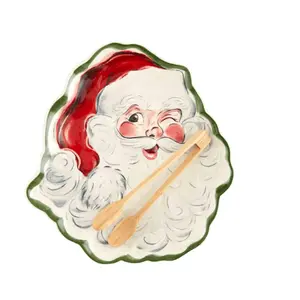 Vintage Santa Plate & Tong Set - Elegant Design for Holiday Gifting