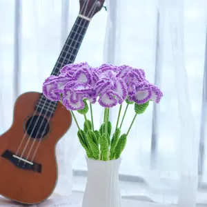 3/6/10 pcs Handmade Crochet Carnations , Decorative DIY Crochet Flowers Bouquet for Mother's Day, Teacher, Home Decor, Wedding, Party Decoration, Flower Arrangement