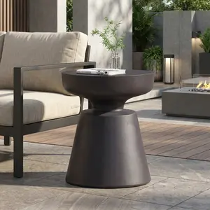 SAVEYOUR Outdoor Lightweight Concrete Side Table, Copper Finish End Table, Weather Resistant Small Patio Accent Table, Modern Minimalist Outdoor Side Table for Garden Poolside Backyard Balcony