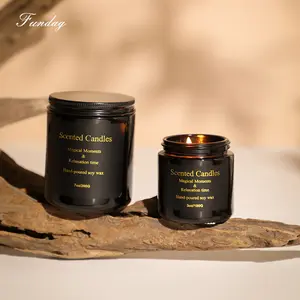Glossy Black High Borosilicate Glass Candle Cup - Smokeless Eco-Friendly Natural Soybean Wax Scented Candle, Exquisite Gold-Stamped Packaging, Long-Lasting Indoor Fragrance, Bedroom Sleep-Aiding, Niche Elegant Style, Ideal Wedding Gift, Made in China