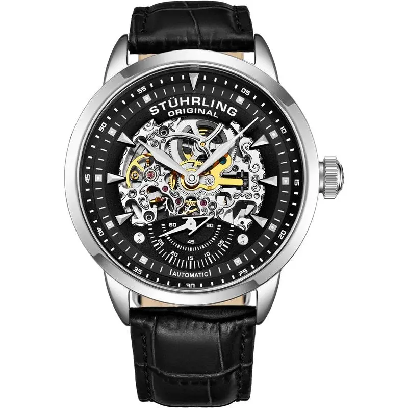 Stuhrling Executive Automatic Skeleton Men's Self Wind  Leather Strap Watch