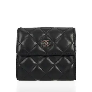 Pre-owned CHANEL Lambskin Wallet Classic Flap Black 82593555