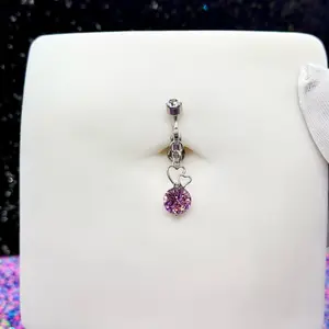 heart clip on belly ring
