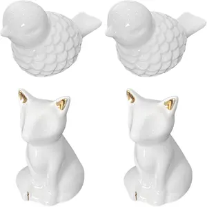 4Pcs Bolt Covers Decorative, Bird and Fox-Cat Bowl Bolt Screw Covers Caps, White-Knob Cover for