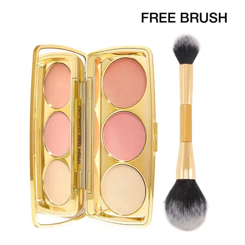 tarte @itsmaureenkelly highlight reel cheek wardrobe + brush bundle - blush & highlight palette & double-ended brush duo