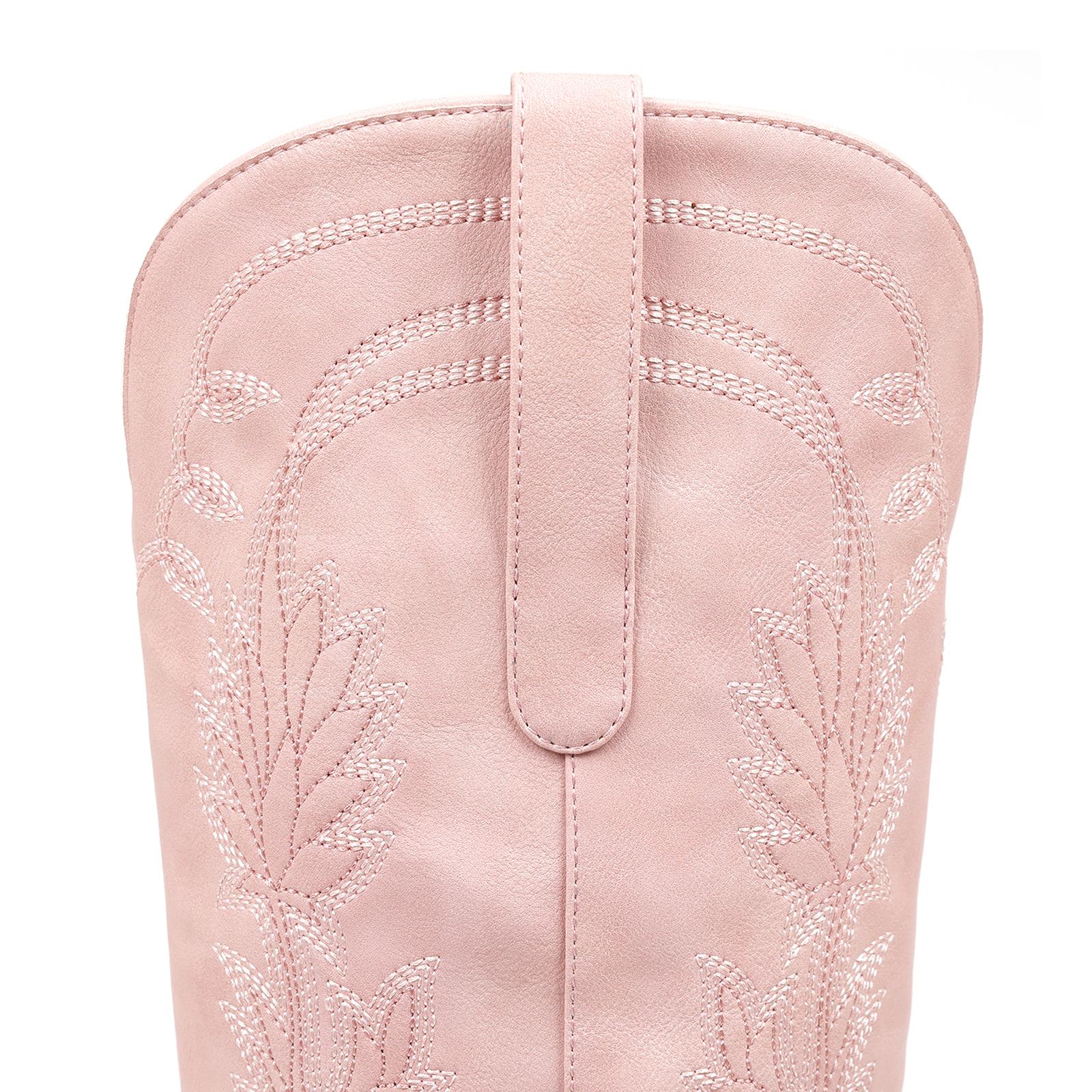 CELNEPHO Women Cowboy Boots Pointed Toe Chunky Block Heel Western Embroidery Knee High Cowgirl Boot Side Zipper Closure Easy Pull on Wedding Gifts Party Outdoor Events Date Dress Shoes