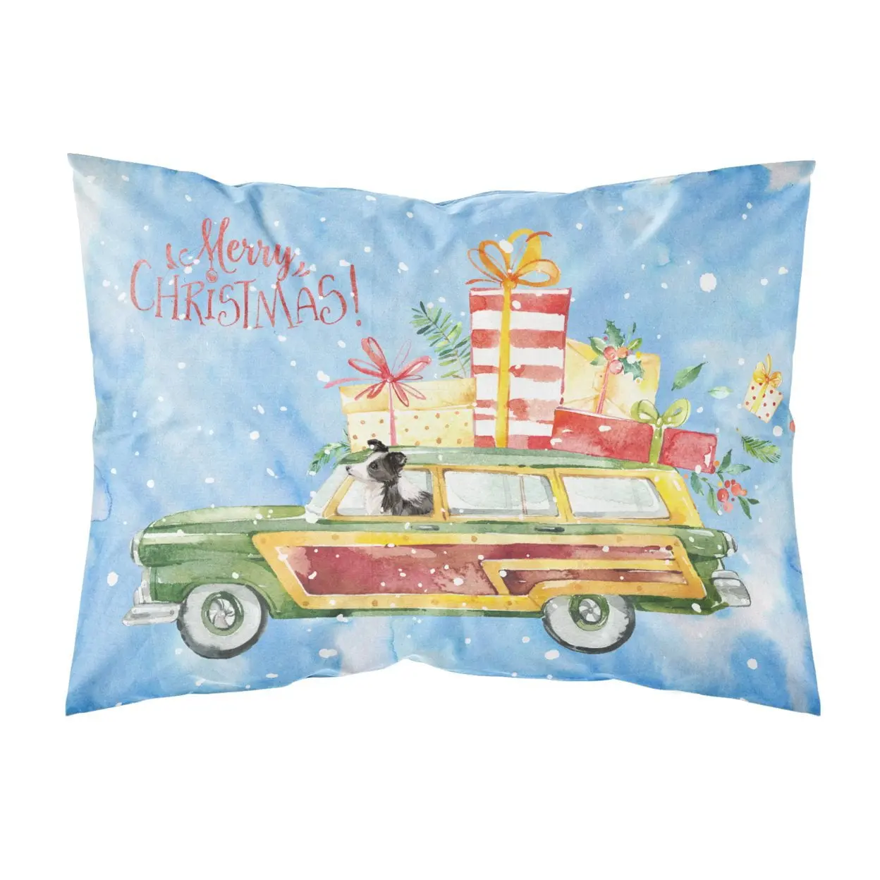 Carolines Treasures CK2445PILLOWCASE Merry Christmas Border Collie Fabric Standard Pillowcase