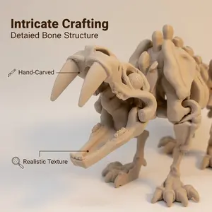 Sabertooth Tiger Fossil Model Display Piece, Realistic Ice Age Prehistoric Beast Bones Decor, Museum Style Home Office Living Room Decoration