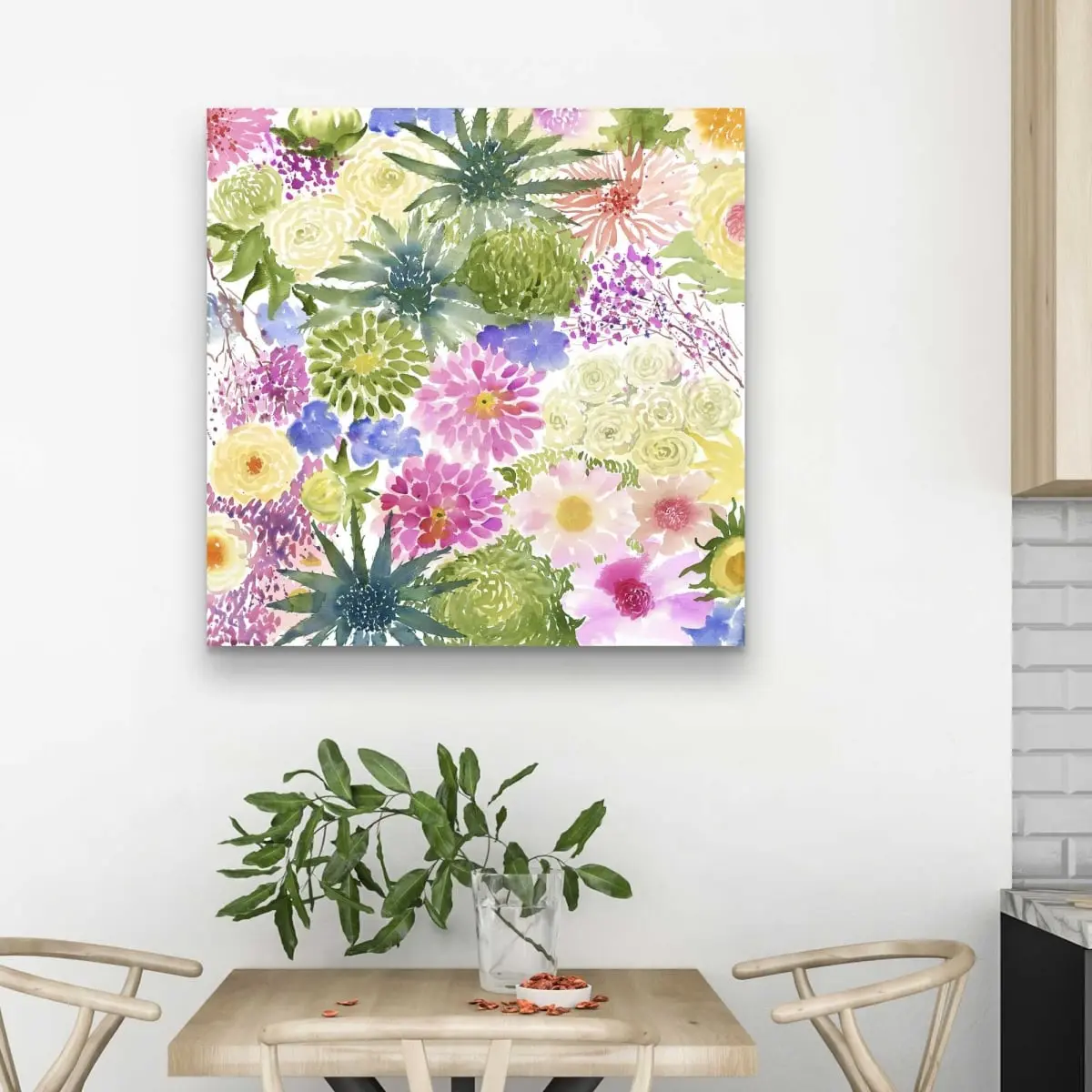 Begin Home Decor C1RC32320ZQT1Z 32 x 32 in. Bundle of Exotic Flowers - Leaves Illustrative Canvas Decor