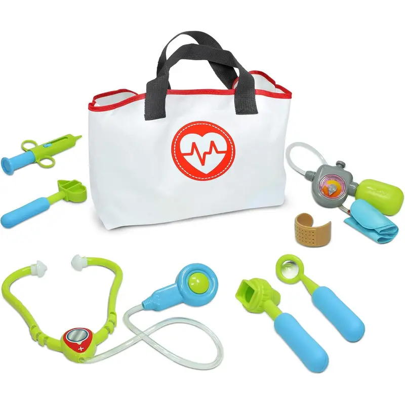 Children pretending to be a doctor pieces pretending toys