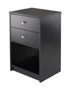 212 MAIN Ava Accent Table - 2 Drawers, Black Finish, Modern Nightstand with Drawers, Indoor Entryway Furniture, Two Drawers