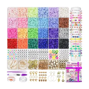 6000 Clay Beads Bracelet Making Kit, Flat Preppy Beads for Friendship Bracelets, Polymer Clay Beads with Charms for Jewelry Making, Crafts Gifts for Girls Ages