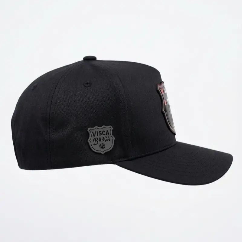 Barca Emblem 5-Panel Plain Black Baseball Cap - Adjustable Fit Fashion Snapback, Flat Bill Brim, 1 Size Fits Most Casual Outdoor Hat, Flat Bill Hats, Snapback Hats