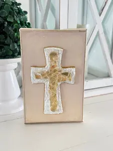 Canvas cross with glass beads