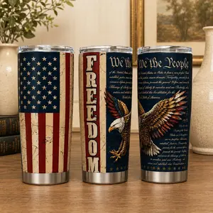 Tumbler American Eagle Freedom Design, We The People Constitution Patriotic Tumbler, Vintage USA Flag Independence Day Gift