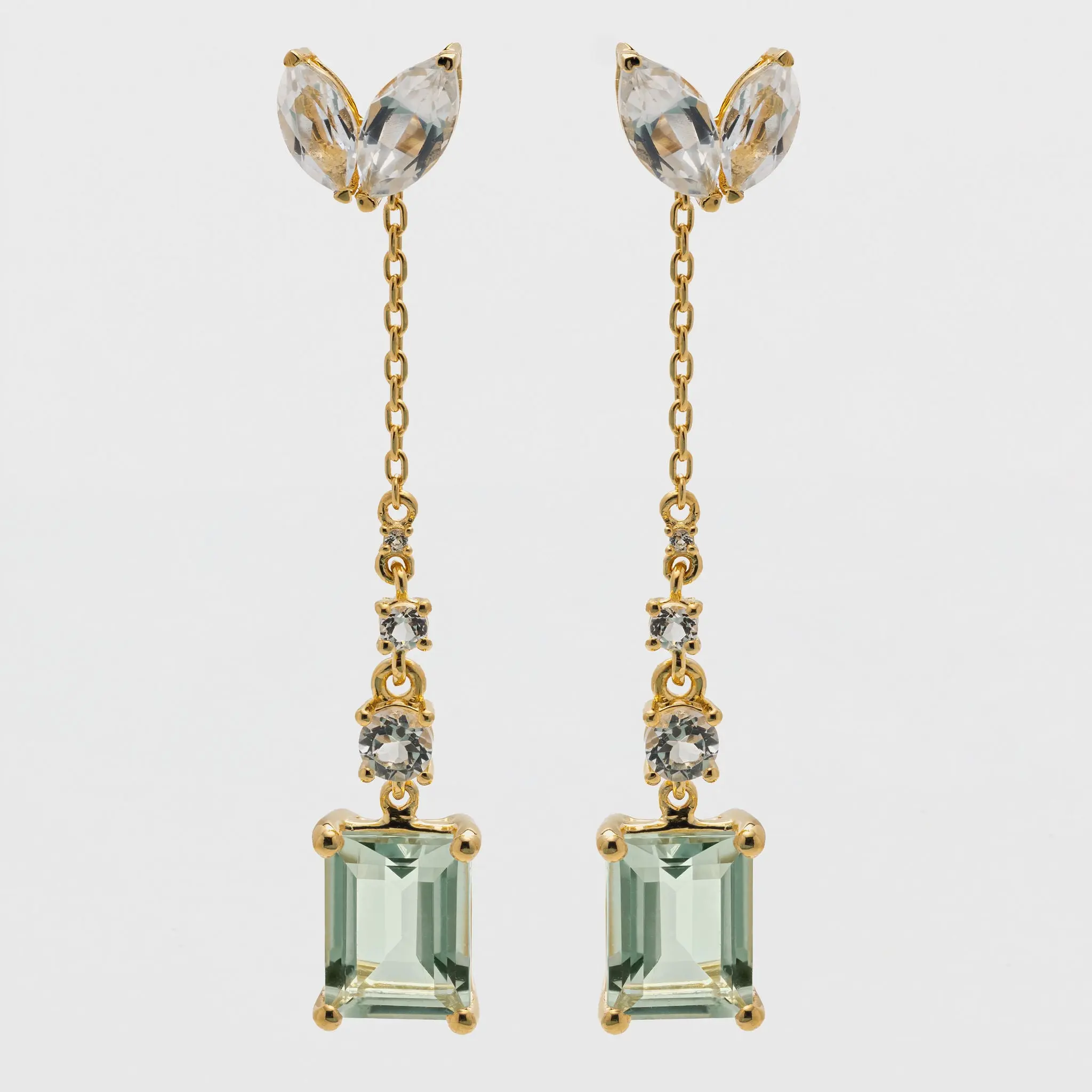 Green Amethyst Convertible Dangle Earrings