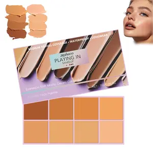 8 Shades Cream Concealer Palette, Soft Matte Full Coverage Foundation & Color Corrector Palette, Waterproof Long-Wearing Makeup for Dark Circles, Acne, Blemishes, Redness & Contouring (Medium)