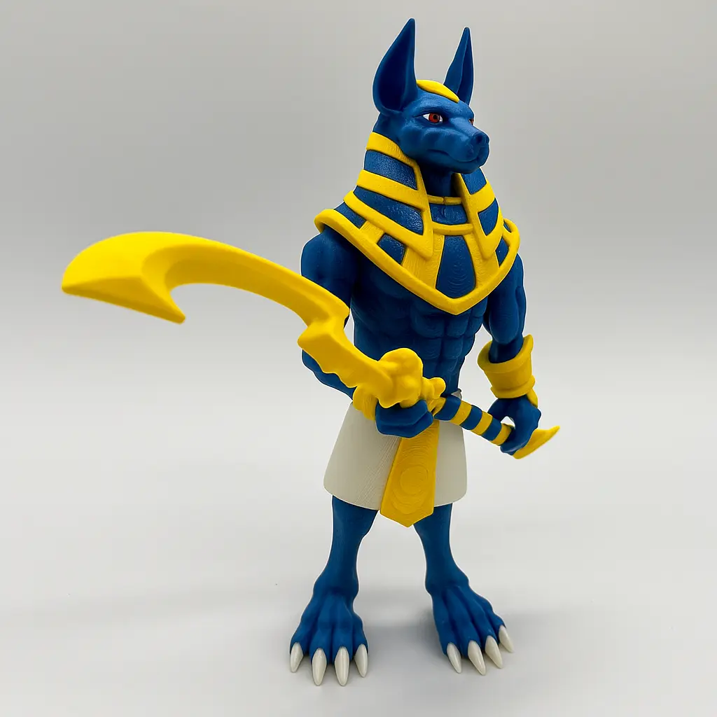 Anubis Moon-Sentinel Figurine - 8 in Ancient Guard Home Decor Statue, Lightweight Standing Accessory with Print, Display-Ready Design & Removable Staff Accessory