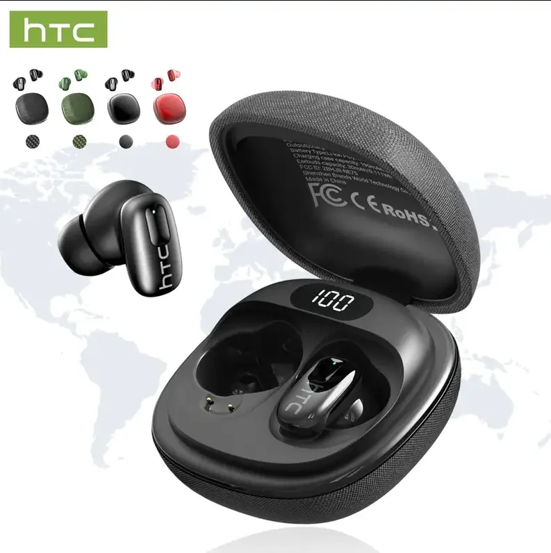 HTC NE75 Portable Bluetooth Smart Earphones & Headphones - Built-in Bluetooth 6.0, 40H Playtime, Active Cancelling (ANC), ENC Crisp Calls, HiFi Stereo Sound, IPX5 Waterproof Bluetooth Powered for Sports & Travel, Active Cancelling Smart Earphones & Headph